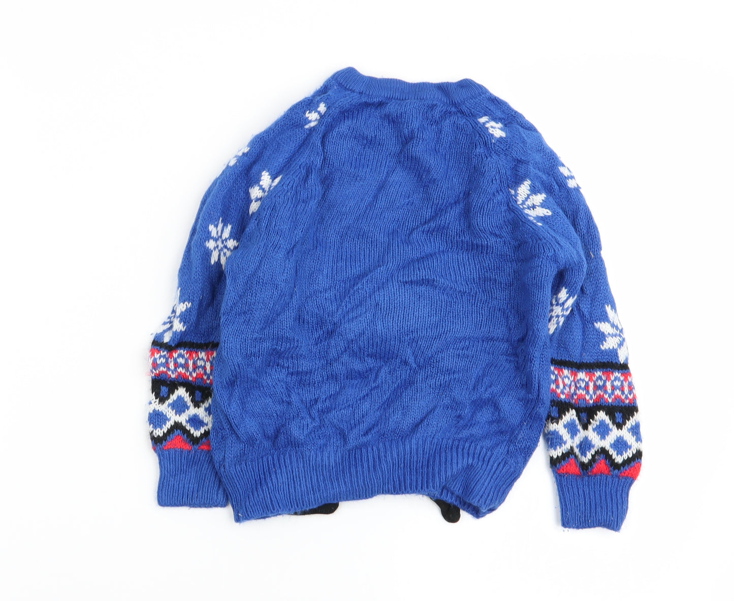 Asda George Boys Blue Geometric  Pullover Jumper Size 18-24 Months  - chrismtas
