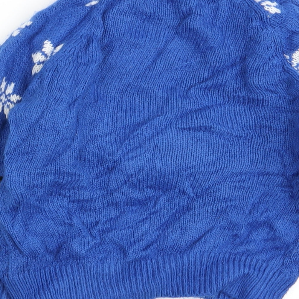 Asda George Boys Blue Geometric  Pullover Jumper Size 18-24 Months  - chrismtas