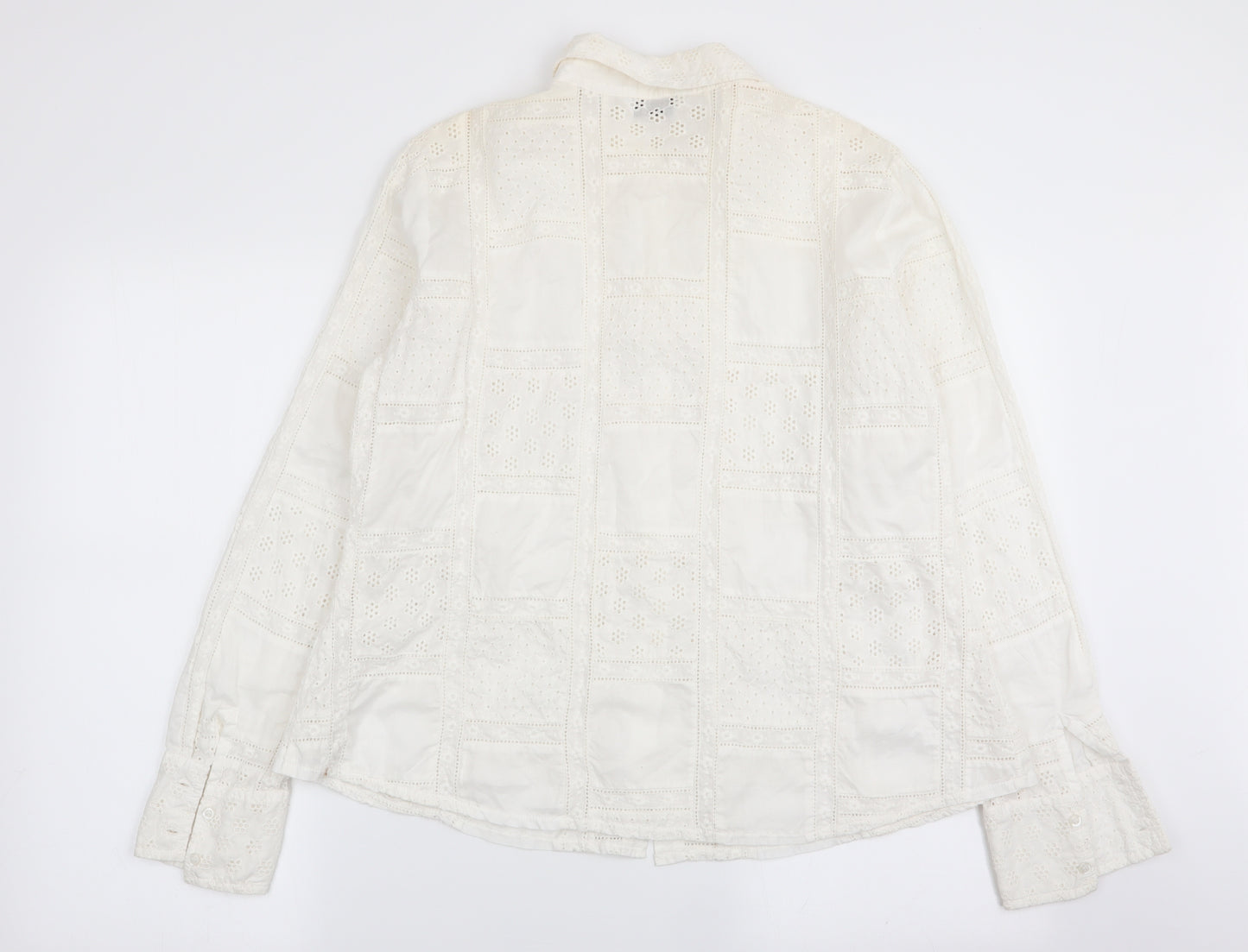 NEXT Womens White Geometric  Basic Button-Up Size 20