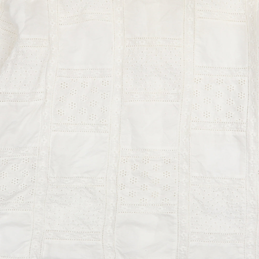 NEXT Womens White Geometric  Basic Button-Up Size 20
