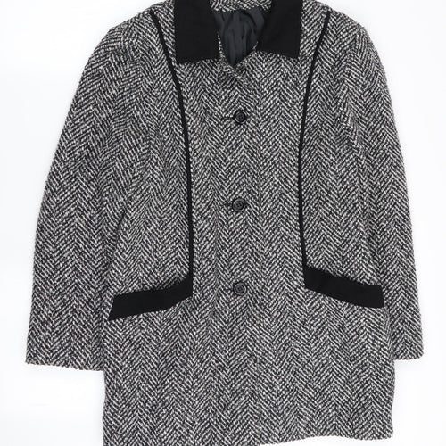 Preworn Womens Multicoloured Geometric  Overcoat Coat Size 10