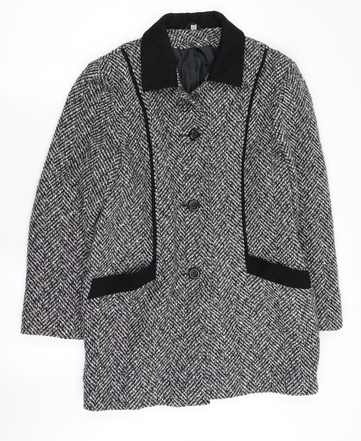 Preworn Womens Multicoloured Geometric  Overcoat Coat Size 10