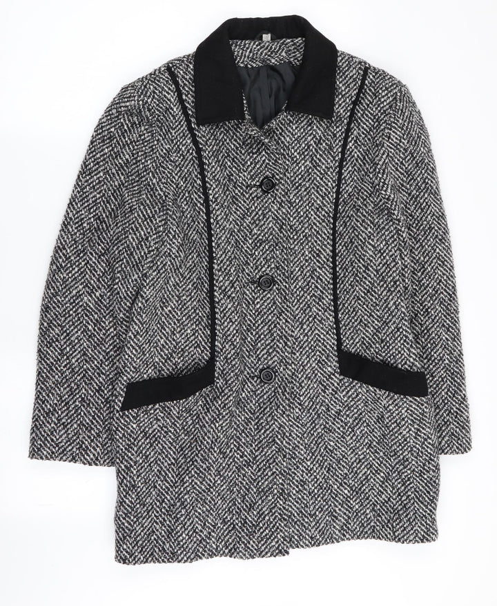 Preworn Womens Multicoloured Geometric  Overcoat Coat Size 10