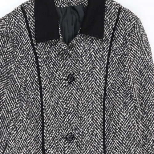 Preworn Womens Multicoloured Geometric  Overcoat Coat Size 10