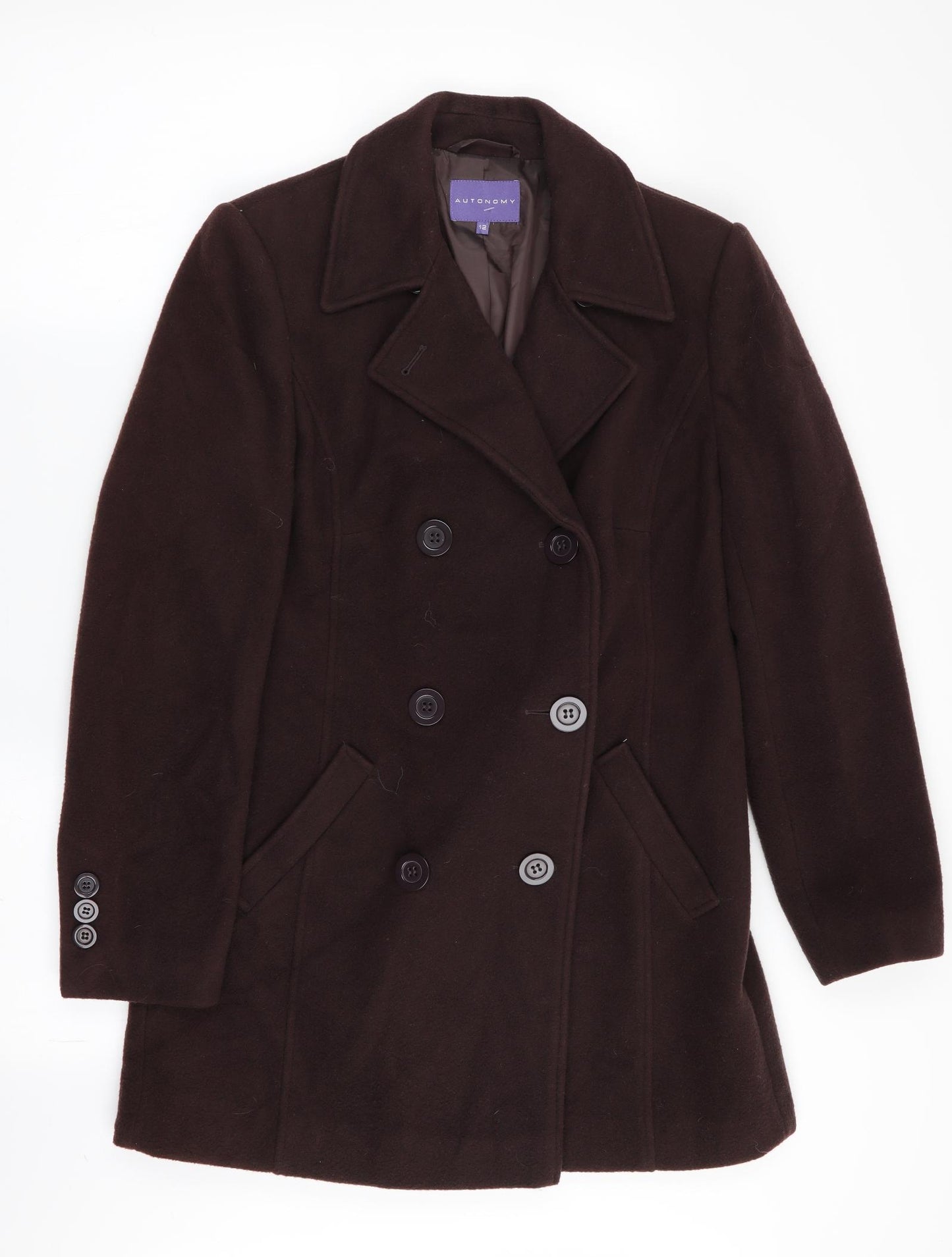 Autonomy Womens Brown   Overcoat Coat Size 12