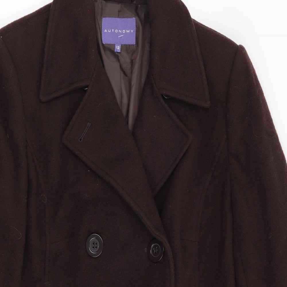Autonomy Womens Brown   Overcoat Coat Size 12
