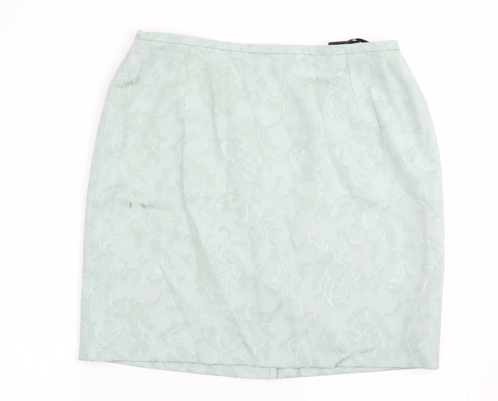 Dorothy Perkins Womens Green Floral Flare Skirt Size 16