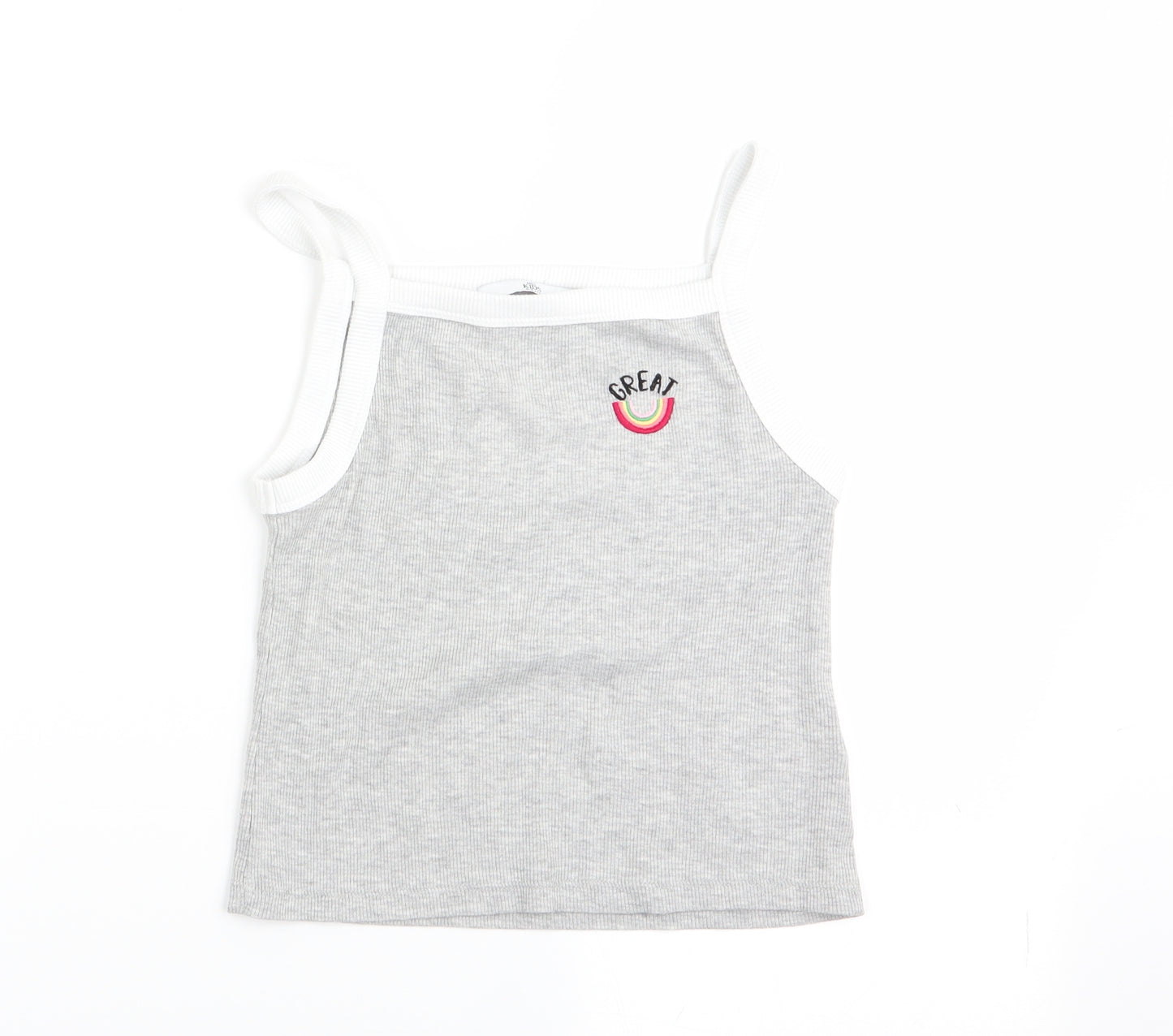 M&S Girls Grey   Basic Tank Size 8-9 Years