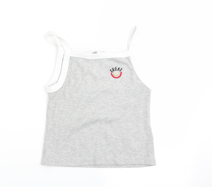 M&S Girls Grey   Basic Tank Size 8-9 Years