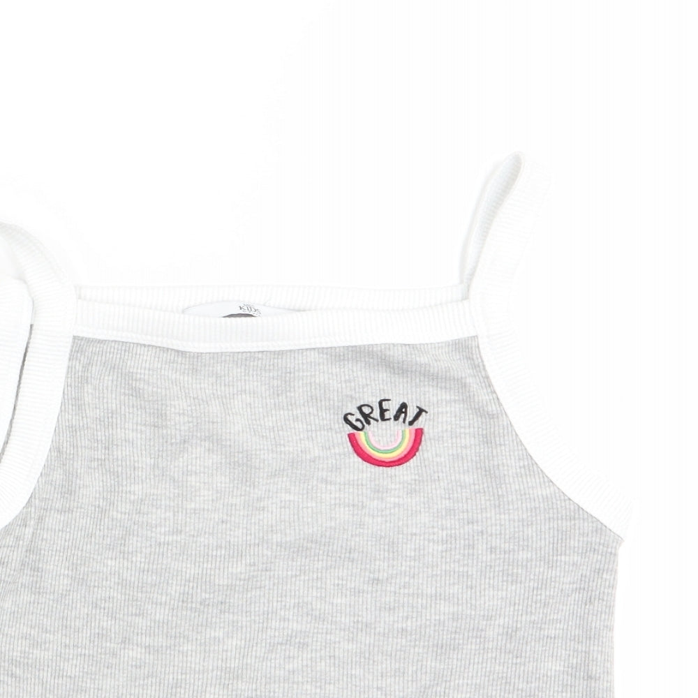 M&S Girls Grey   Basic Tank Size 8-9 Years