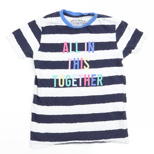 M&S Girls Multicoloured Striped  Basic T-Shirt Size 5-6 Years