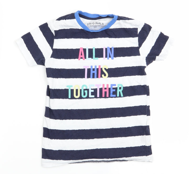 M&S Girls Multicoloured Striped Basic T-Shirt Size 5-6 Years