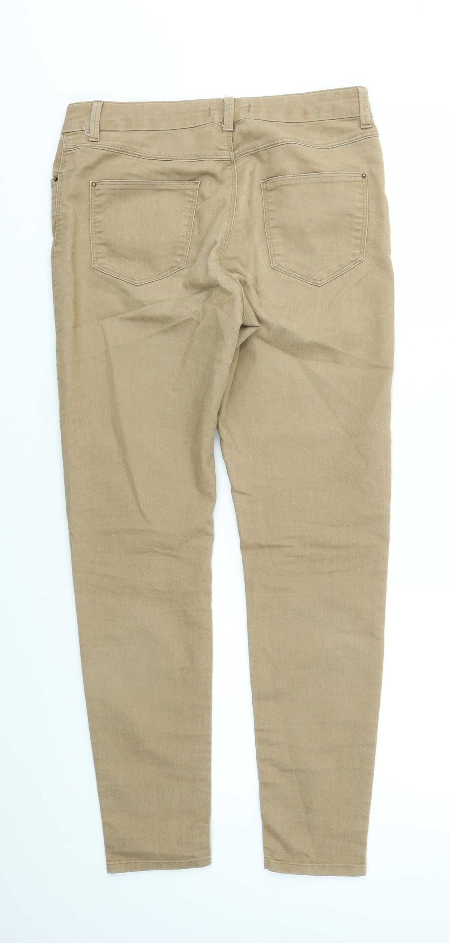M&S Womens Beige Houndstooth  Straight Jeans Size 12 L29 in