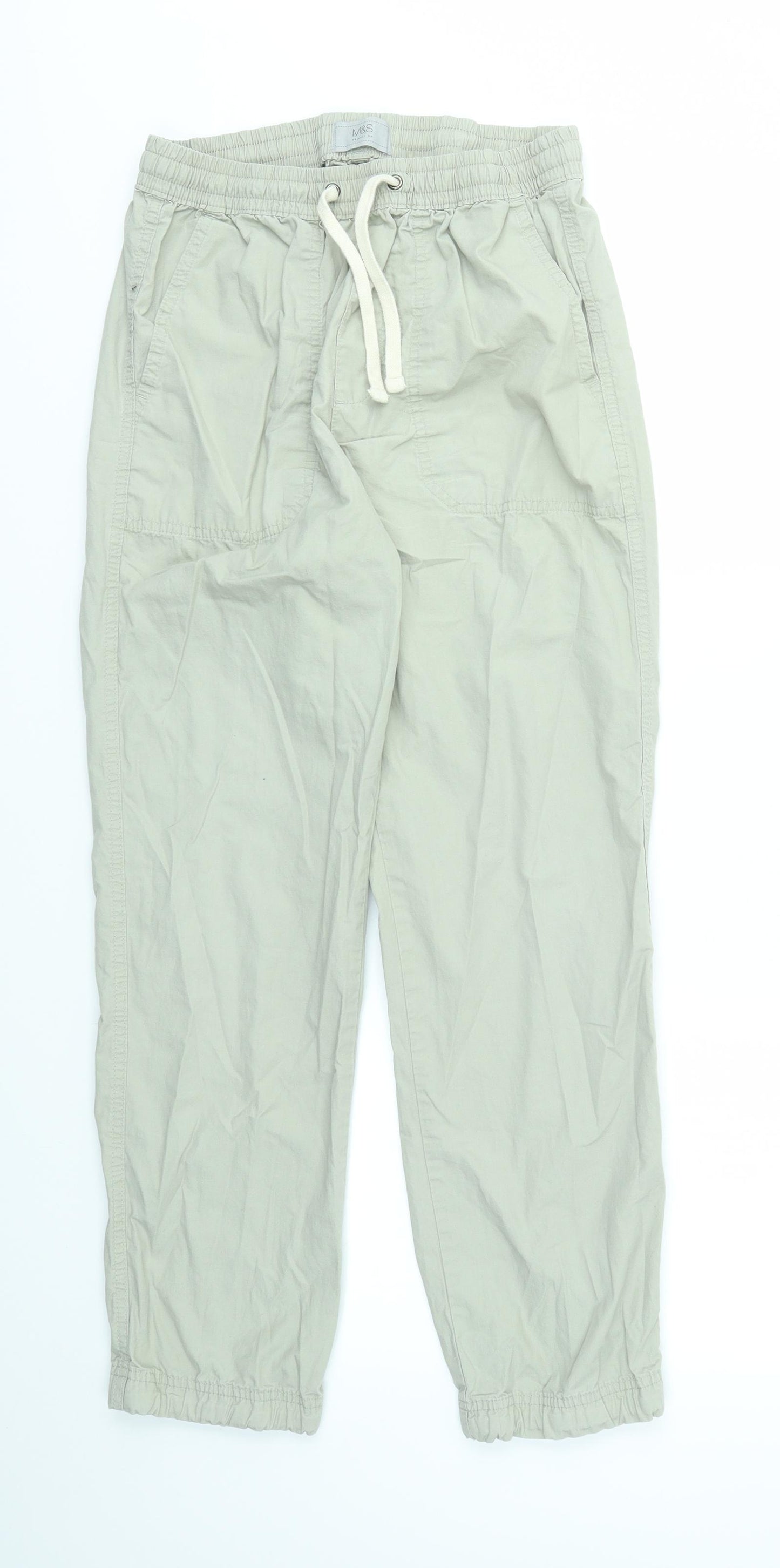 M&S Womens Grey   Paperbag Shorts Size 30 - stretch waistband