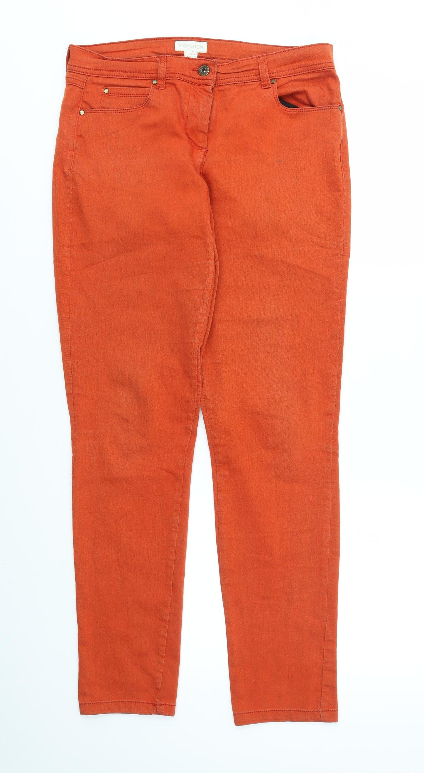 Monsoon Womens Orange   Straight Jeans Size 12 L30 in