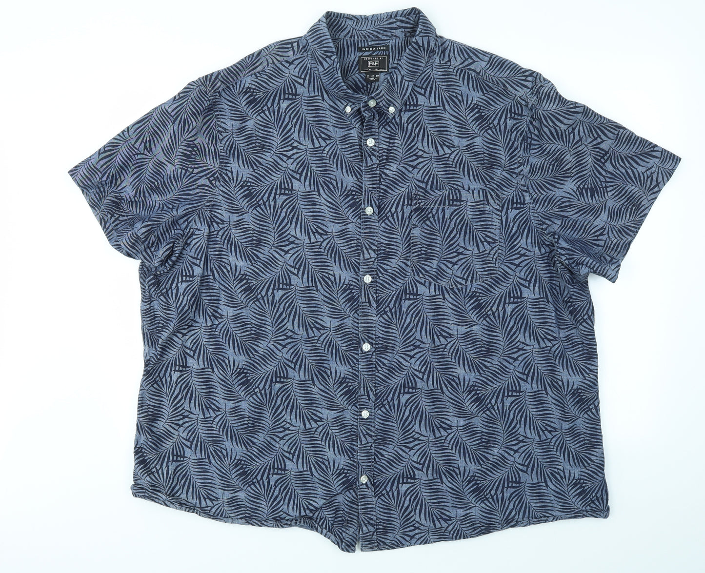 F&F Mens Blue Floral   T-Shirt Size 4XL
