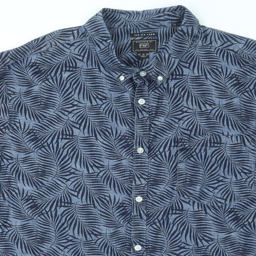 F&F Mens Blue Floral   T-Shirt Size 4XL