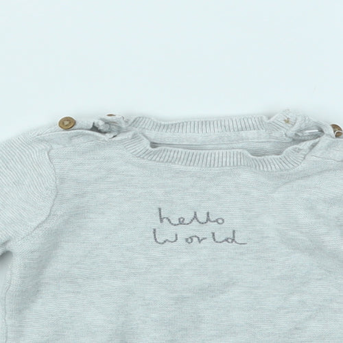 M&S Girls Grey   Pullover Jumper Size 6-9 Months