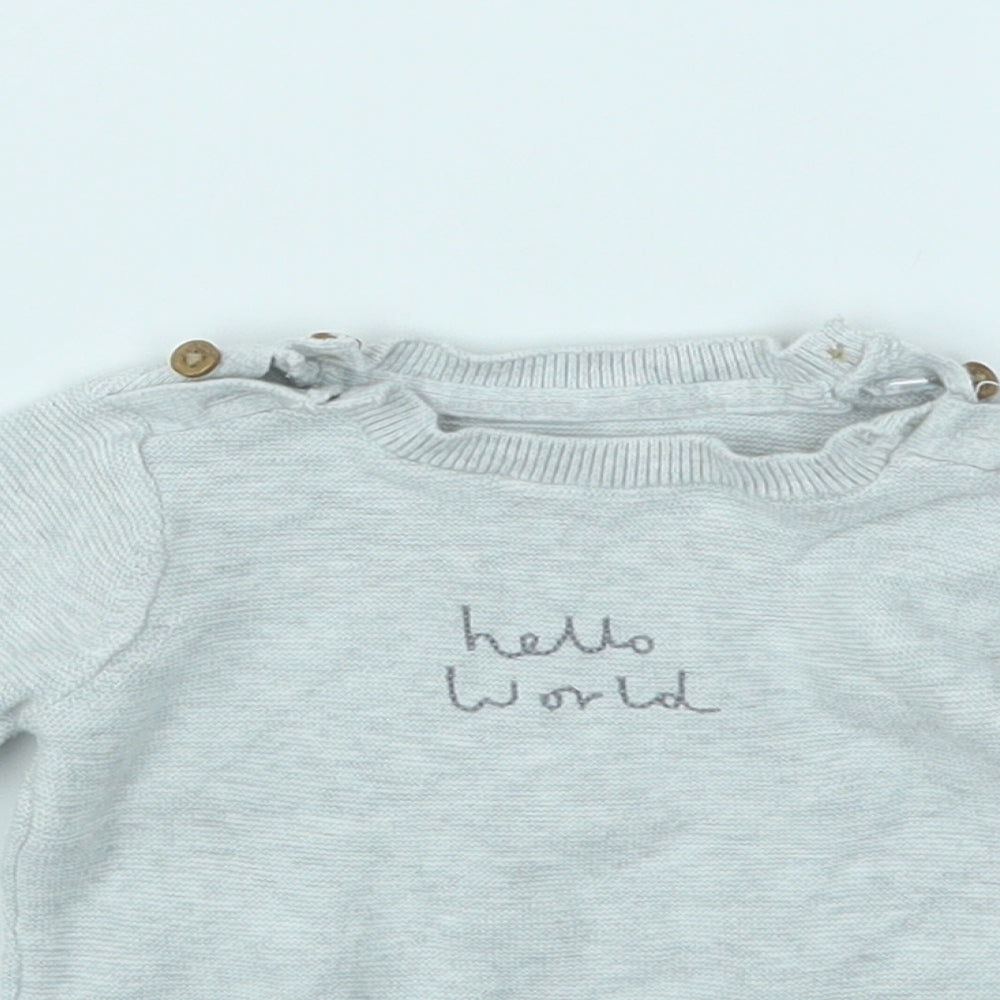 M&S Girls Grey   Pullover Jumper Size 6-9 Months