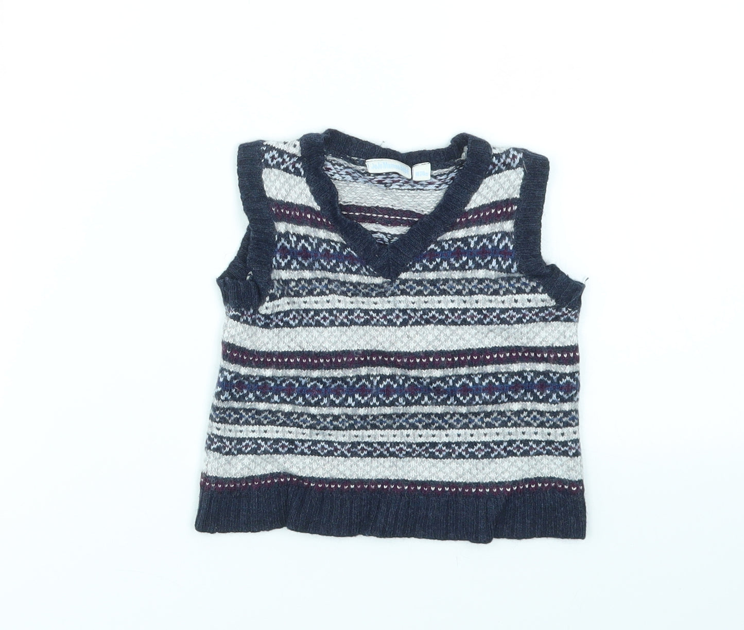 JoJo Maman Bébé Boys Blue Geometric  Pullover Jumper Size 18-24 Months
