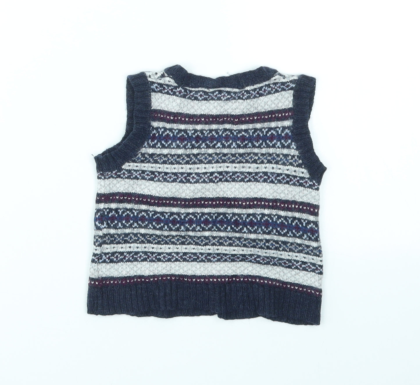 JoJo Maman Bébé Boys Blue Geometric  Pullover Jumper Size 18-24 Months