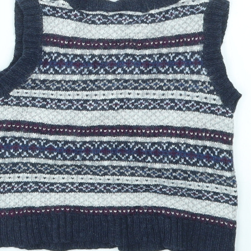 JoJo Maman Bébé Boys Blue Geometric  Pullover Jumper Size 18-24 Months