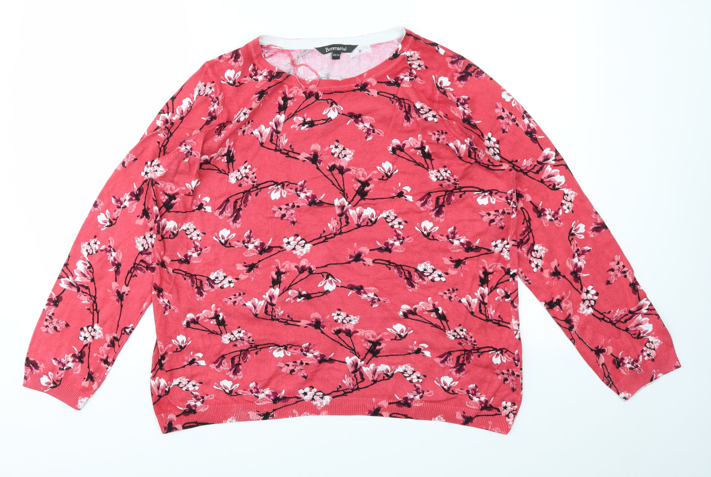 Bonmarché Womens Pink Floral  Pullover Jumper Size 20