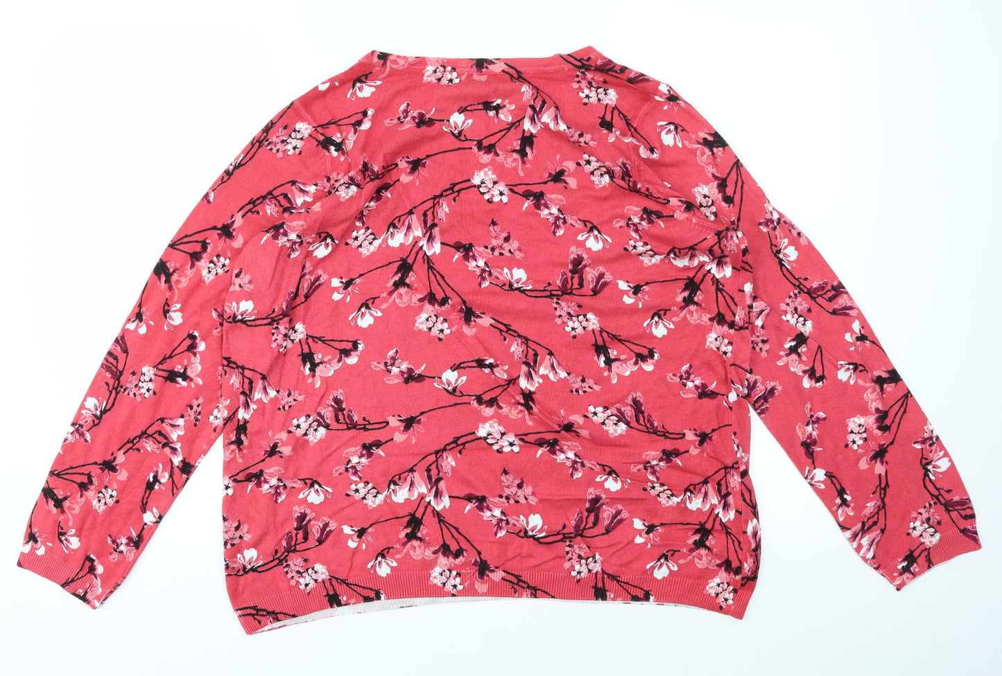 Bonmarché Womens Pink Floral  Pullover Jumper Size 20