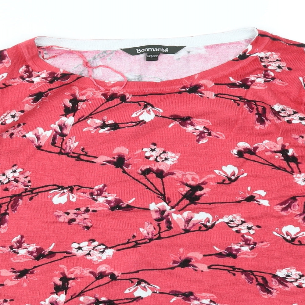 Bonmarché Womens Pink Floral  Pullover Jumper Size 20