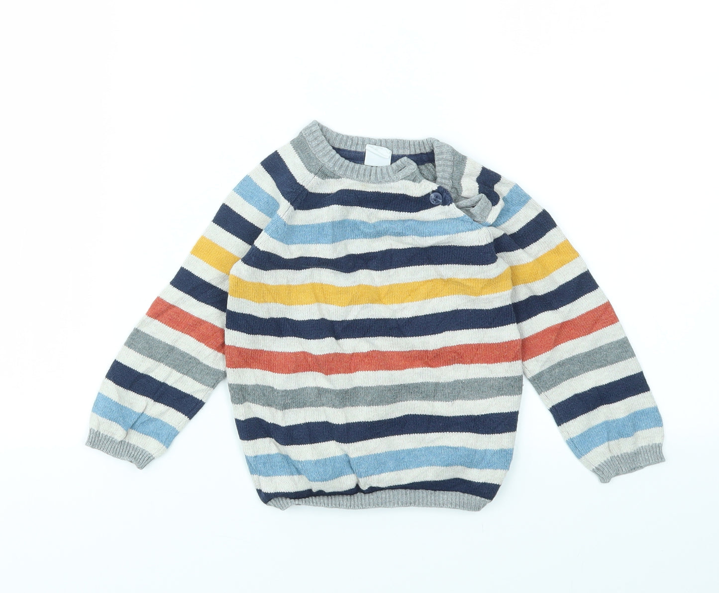H&M Boys Ivory Striped  Pullover Jumper Size 12-18 Months