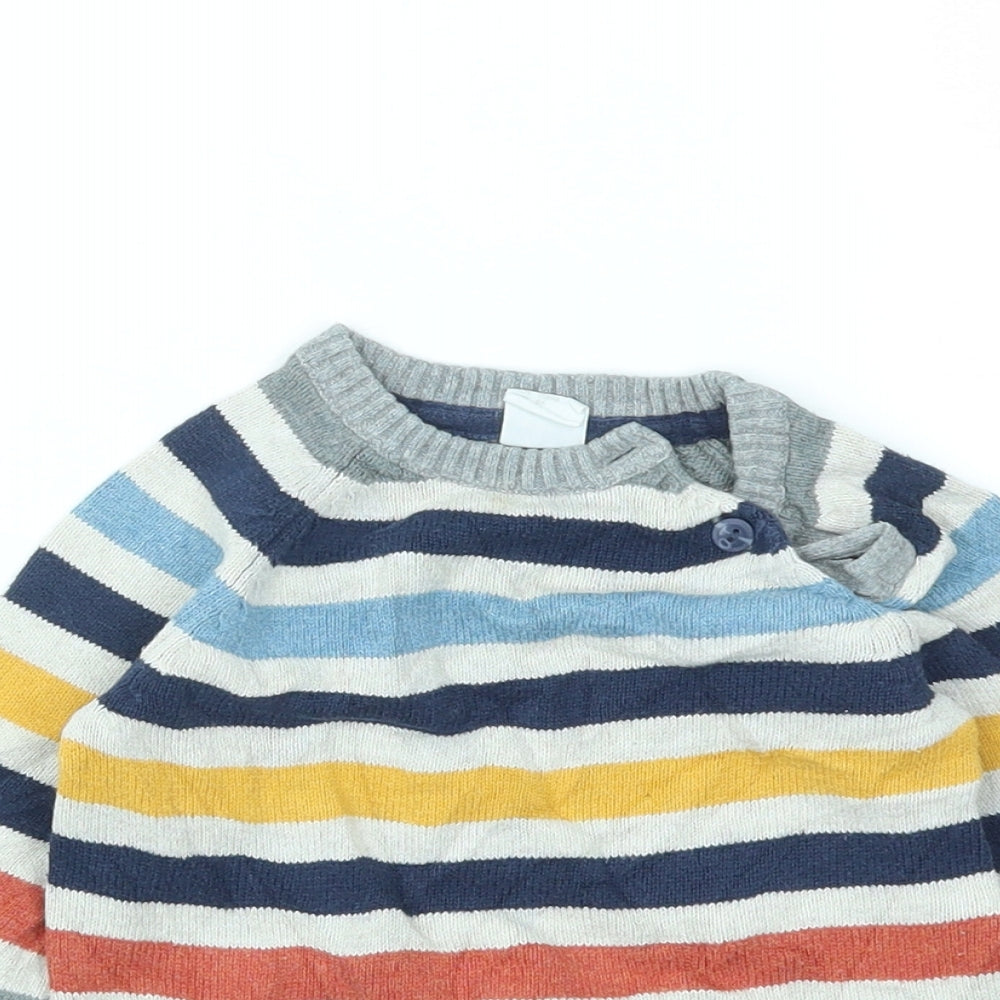 H&M Boys Ivory Striped  Pullover Jumper Size 12-18 Months