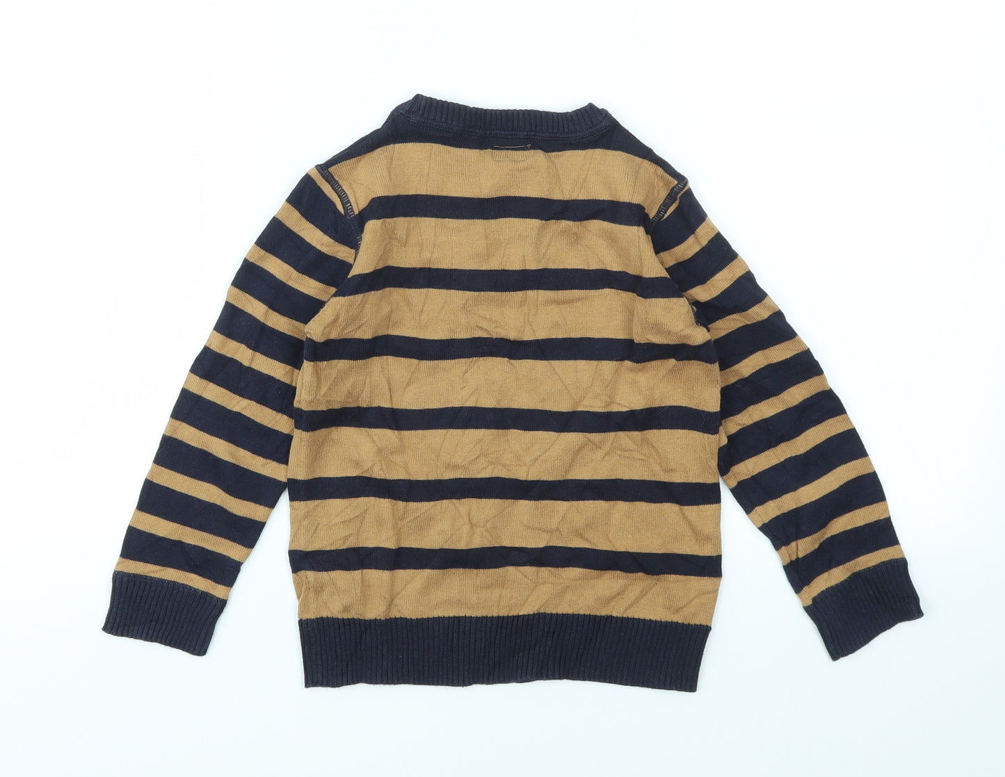 F&F Boys Brown Striped  Pullover Jumper Size 5-6 Years