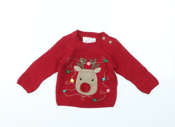F&F Boys Red Argyle/Diamond  Pullover Jumper Size 3-6 Months