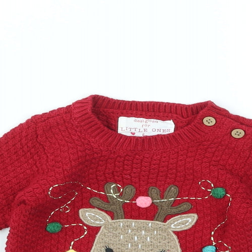 F&F Boys Red Argyle/Diamond  Pullover Jumper Size 3-6 Months