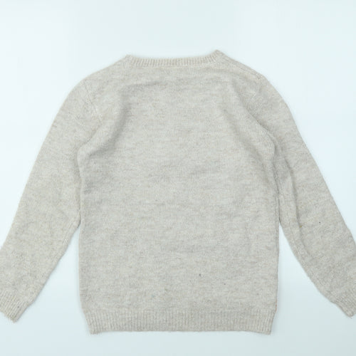 TU Girls Ivory Animal Print  Pullover Jumper Size 10 Years