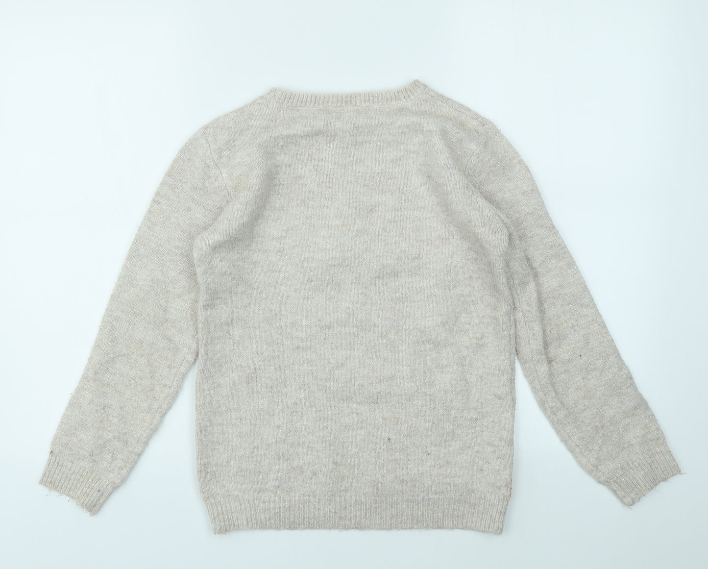 TU Girls Ivory Animal Print  Pullover Jumper Size 10 Years