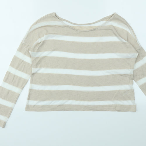 M&S Womens Multicoloured Striped  Basic T-Shirt Size 10