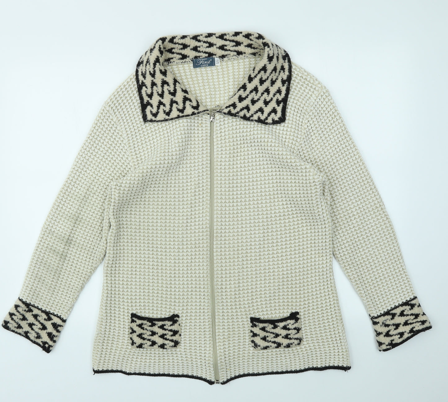 Finest Womens Ivory   Full Zip Jumper Size S