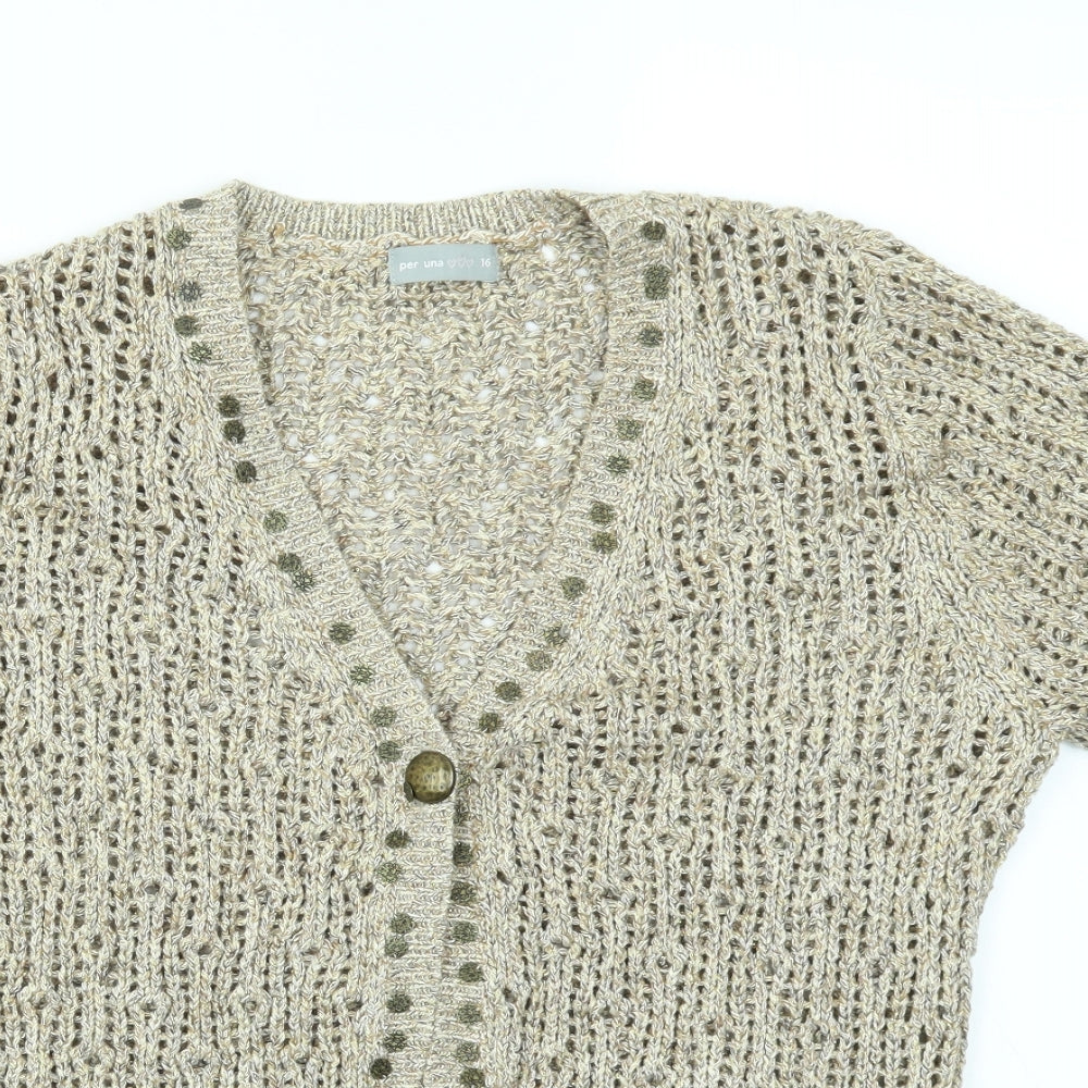 Per Una Womens Gold   Cardigan Jumper Size 16