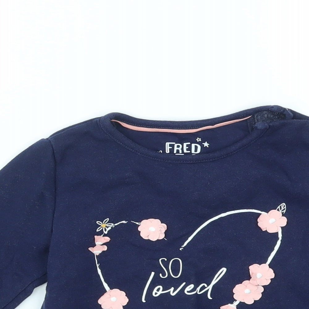 F&F Girls Blue   Pullover Jumper Size 12-18 Months