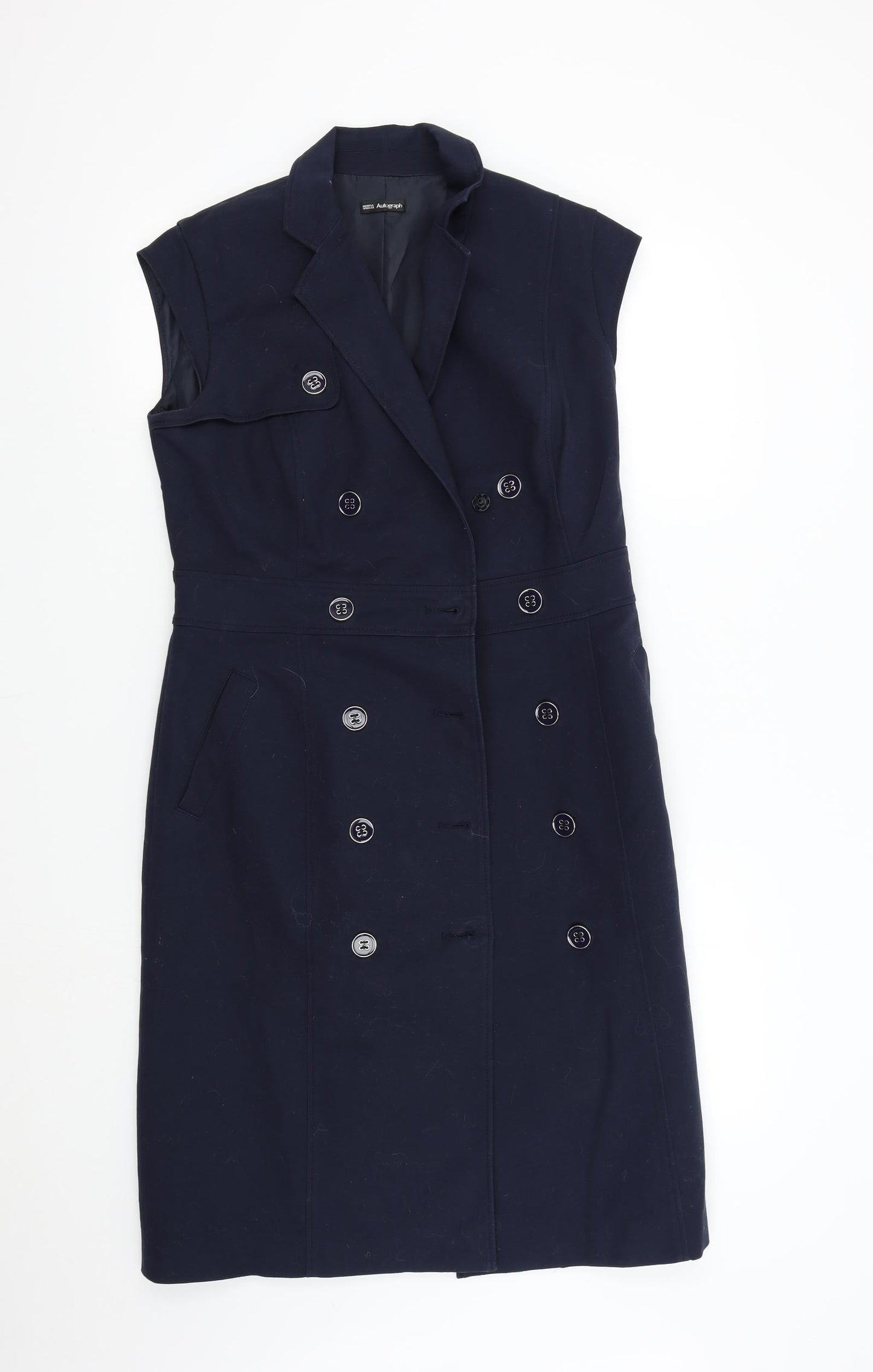 M&S Womens Blue   Trench Coat Coat Size 12  - Sleeveless