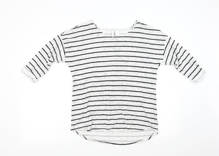 H&M Womens Grey Striped Pullover Jumper Size M