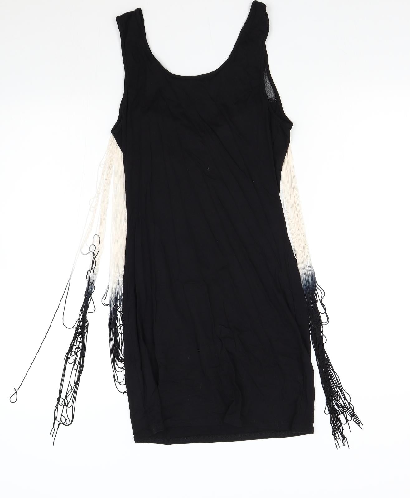 Primark Womens Black   Bodycon  Size 10  - Fringe Dress