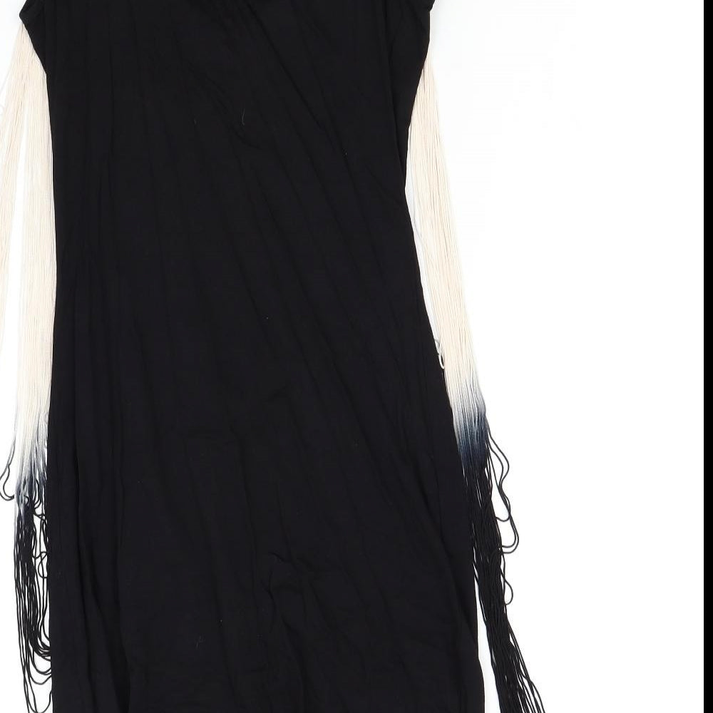 Primark Womens Black   Bodycon  Size 10  - Fringe Dress