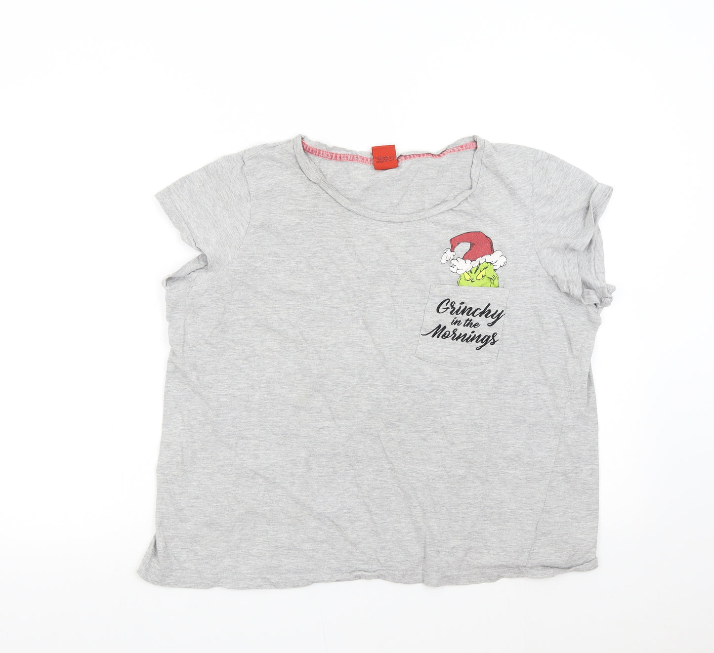 JD Williams Womens Grey Solid  Top Pyjama Top Size 16  - The Grinch Christmas