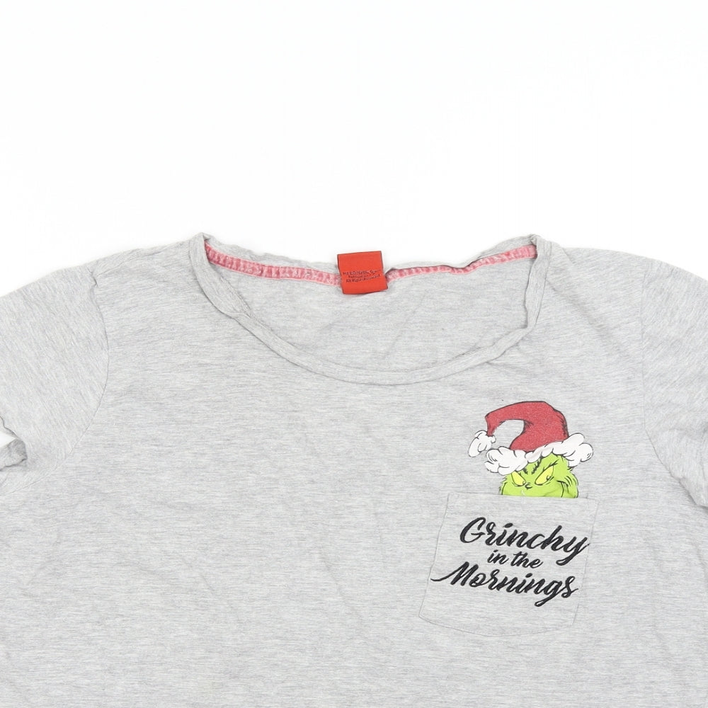 JD Williams Womens Grey Solid  Top Pyjama Top Size 16  - The Grinch Christmas