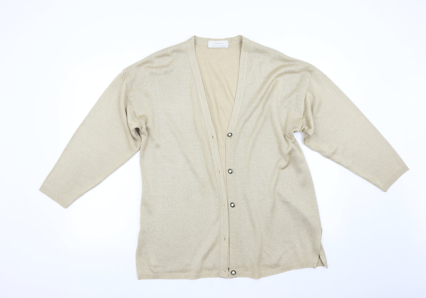 Keeno Womens Beige  Knit Cardigan Jumper Size L