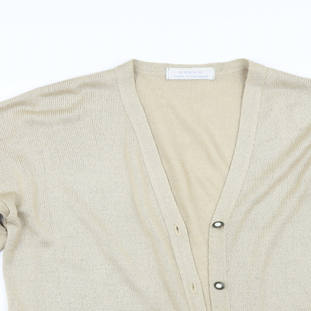 Keeno Womens Beige  Knit Cardigan Jumper Size L