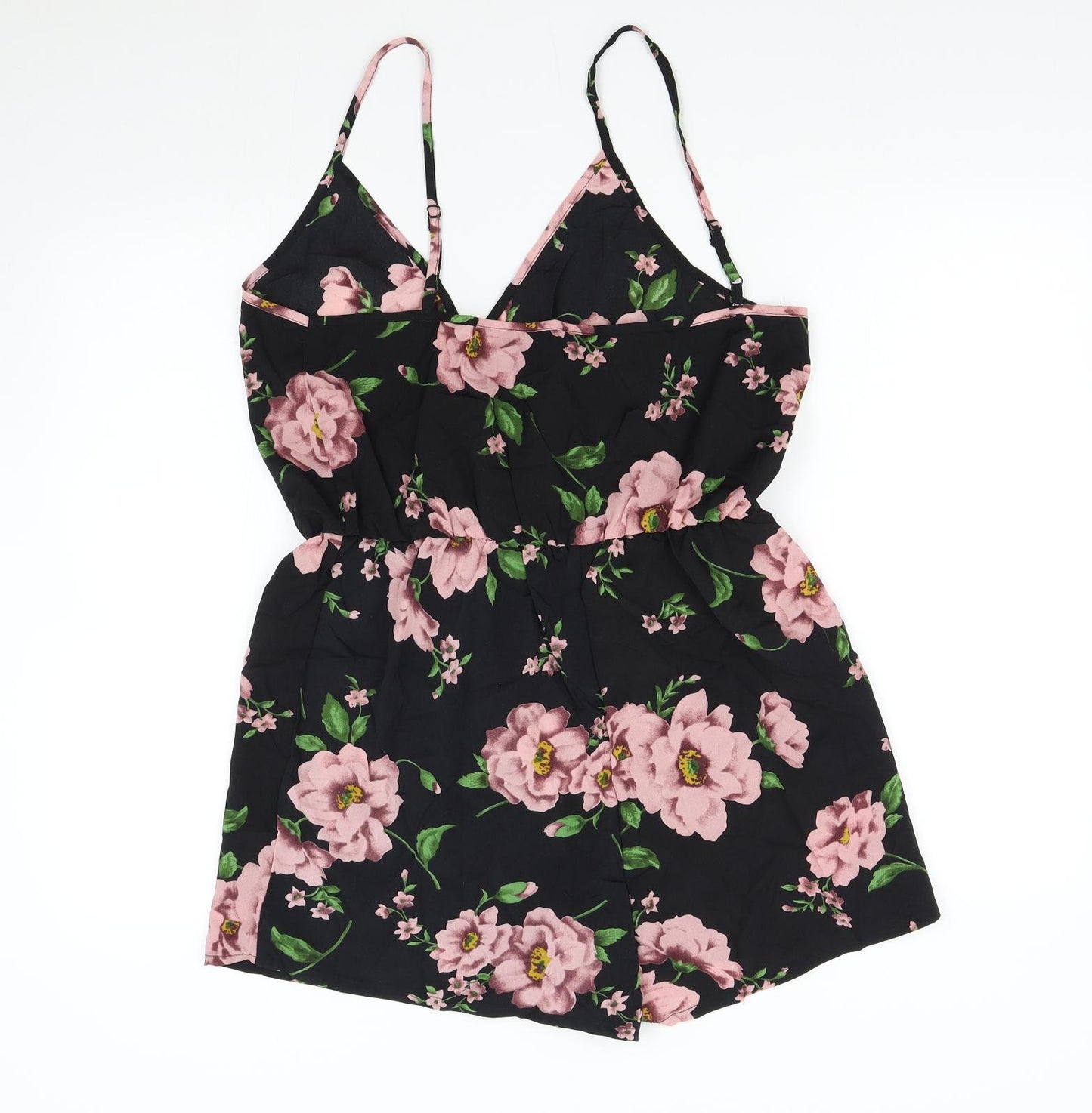 SheIn Womens Black Floral  Playsuit One-Piece Size XL