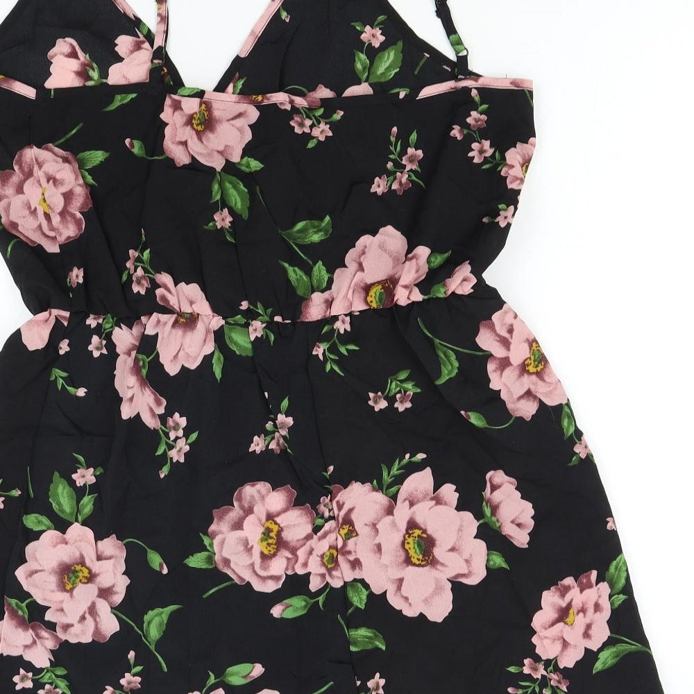 SheIn Womens Black Floral  Playsuit One-Piece Size XL
